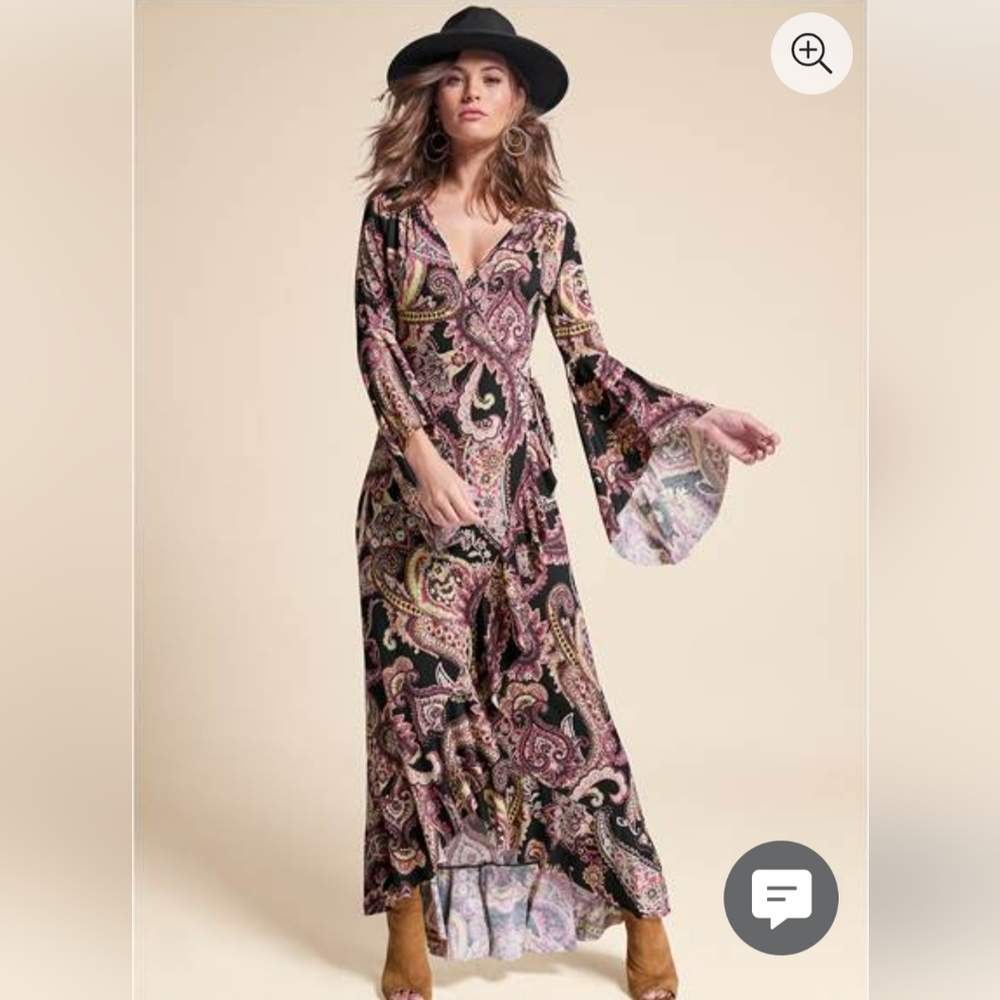 Venus paisley wrap dress large
